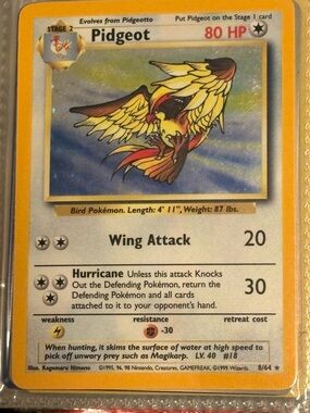 Pokémon Card Pidgeot Holo 8/64 Set 1999 Vintage Rare